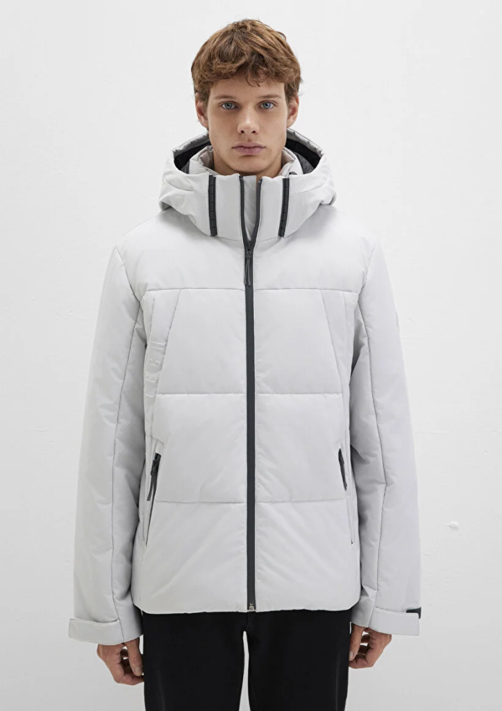 Erkek Buz Gri M0110675-70074 Kapüşonlu Mont