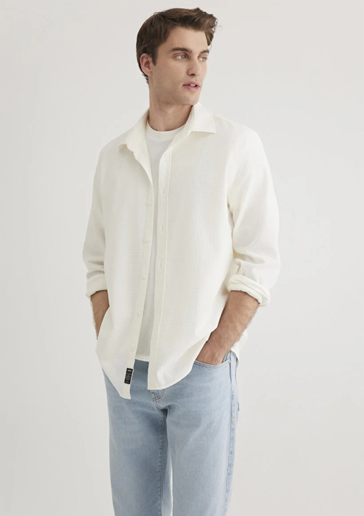 Erkek Ekru M0211424-70057 Regular Gömlek