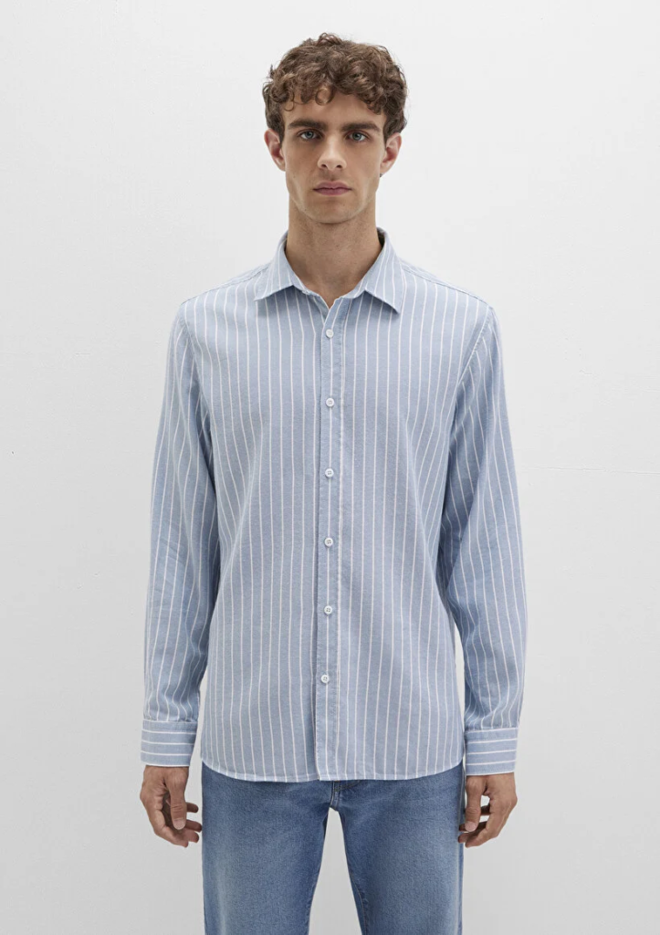 Erkek Mavi M0211709-90932 Çizgili Gömlek
