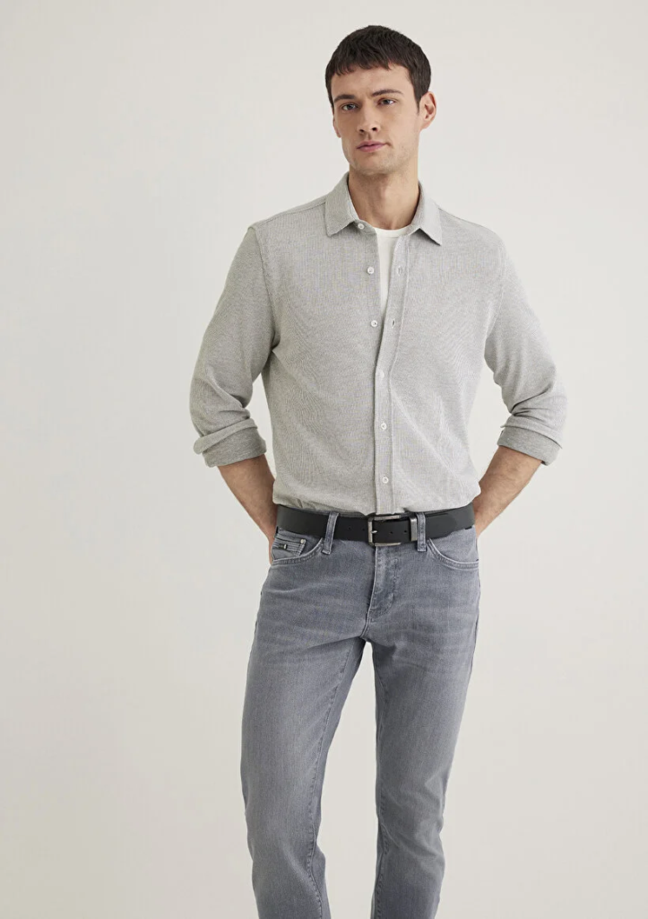 Erkek Olive M0211524-86961 Çizgili Gömlek