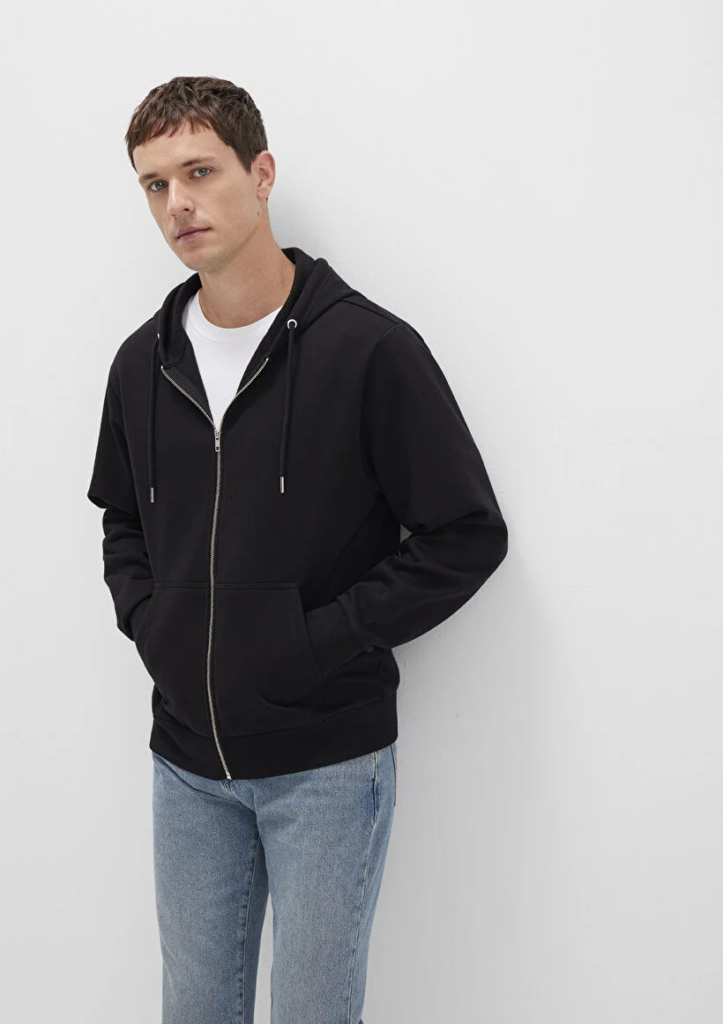 Erkek Siyah M0s10277-900 Fermuarlı Sweatshirt