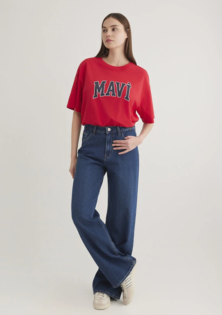 Kadın Kırmızı M1600843-82054 Logo Baskılı T-Shirt