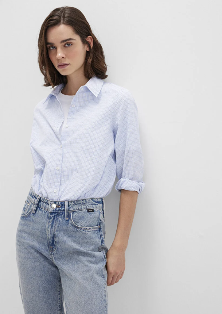 Kadın Mavi M1211168-83150 Çizgili Gömlek