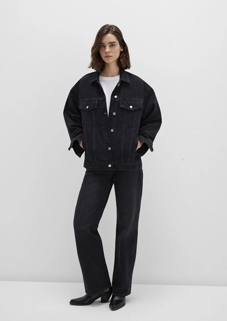 Kadın Siyah M1110177-90547 Kot Ceket